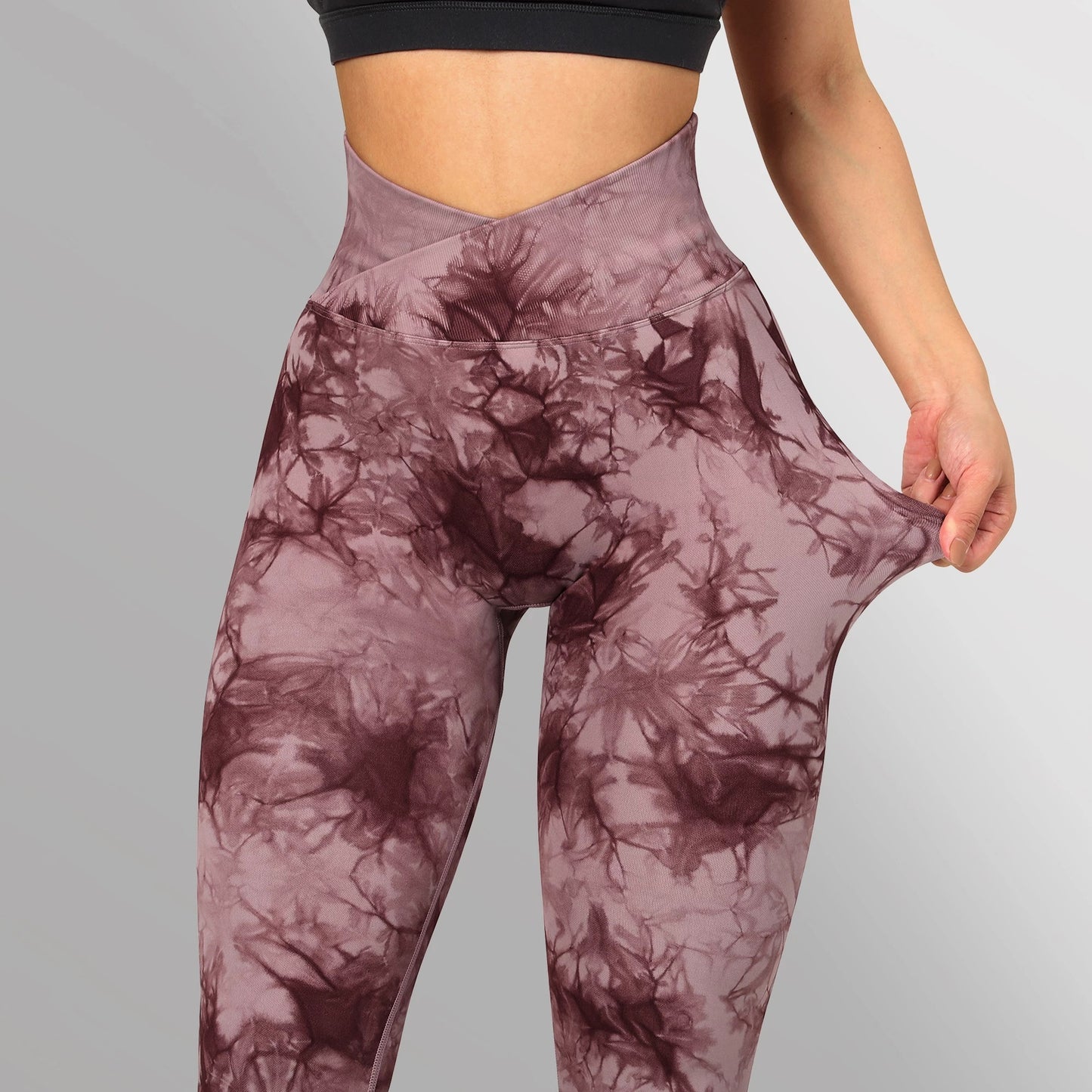 Revive Tie Dye Leggings Burgundy