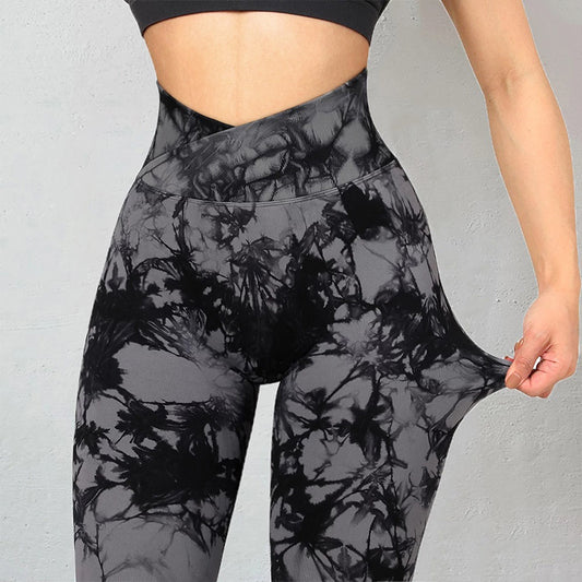 Revive Tie Dye Leggings Burgundy