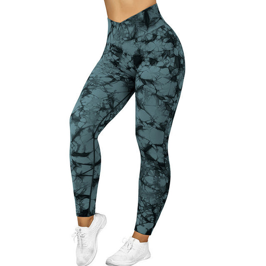 Revive Tie Dye Leggings Dark Green