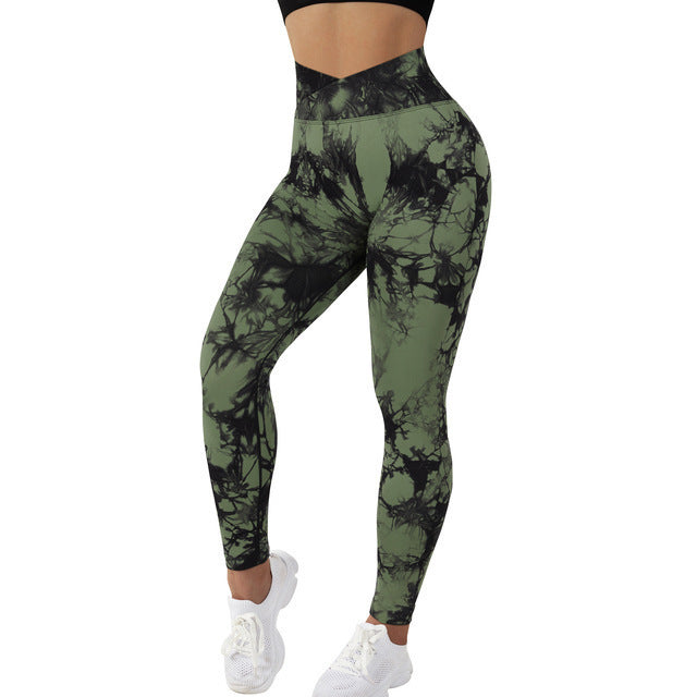 Revive Tie Dye Leggings Army Green