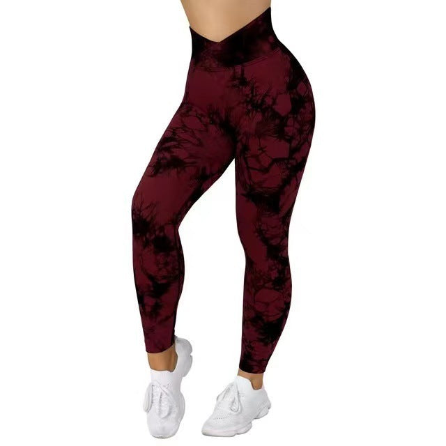 Revive Tie Dye Leggings Red